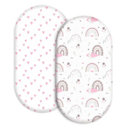 Picture of Bassinet Sheets, Bassinet Sheets for Baby Boy and Girl, Bassinet Sheet Neutral, Fit for Rectangle, Round, Oval, Hourglass Mattress, Flexible for Different Bassinet Pad/Mattress 2 Pack