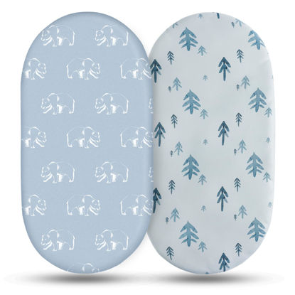 Picture of Bassinet Sheets, Bassinet Sheets for Baby Boy, Bassinet Sheet Neutral, Fit for Rectangle, Round, Oval, Hourglass Bassinet Mattress, Flexible for Different Bassinet Pad/Mattress, 2 Pack