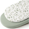 Picture of Konssy 2 Pack Muslin Fitted Bassinet Sheets for Baby Girl Boy, Soft Breathable Baby Bassinet Sheets Fit for Baby Bassinets, Cradle, Moses Basket Oval Rectangle Pad/Mattress (Green, Green Leaves)