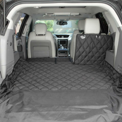 Picture of 4Knines SUV Cargo Liner for fold Down Seats 60/40 Split and armrest Pass-Through Compatible USA Based Company Small Black