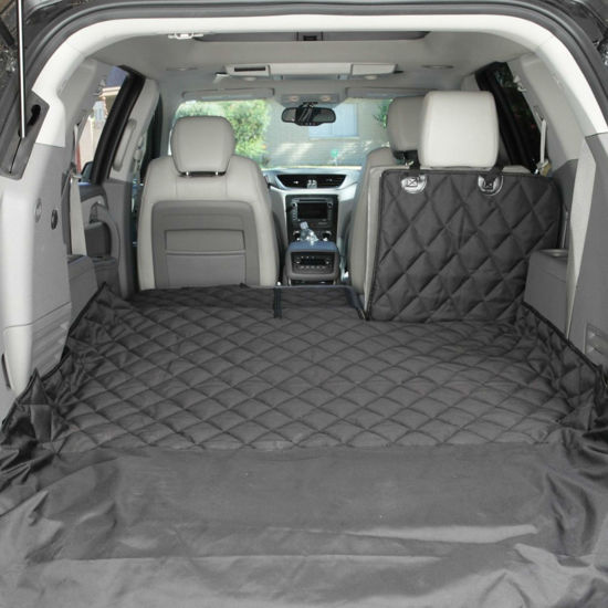 Picture of 4Knines SUV Cargo Liner for fold Down Seats 60/40 Split and armrest Pass-Through Compatible USA Based Company Small Black