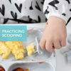 Picture of Bumkins Baby Utensils Set, Chewtensils Silicone Spoons for Dipping, Self-Feeding, Baby Led Weaning, Trainer Learning, First Stage Eating, Soft Practice Fork and Spoon, Babies 6 Months, Marble