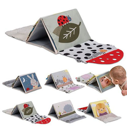 Picture of Taf Toys Tummy Time Sensory Book with Crinkle Pages & Soft Textures, High Contrast Patterns, Baby-Safe Mirror for Newborns and Infants, Tummy Time Toys for Babies 0-6 6-12 Months, Boys Girls Baby Gift