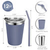 Picture of Vermida Kids Cups with Straws and Lids Leak Proof, 12oz Sippy Cups for Toddlers 1-3, 2 Pack Spill Proof Cups Stainless Steel Kids Cups with Lids for School, Outdoor (Dark Gray & Gray)
