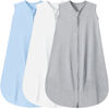 Picture of BSTOPPT 3 Pack Baby Sleep Sack 6-12 Months 100% Rayon Cotton Baby Sleeping Bag 2-Way Zipper Toddler Wearable Blankets Comfy Stretchy Thin Sleep Sacks TOG 0.3