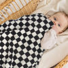 Picture of BEILIMU Baby Blanket for Boys Comfy Durable Corduroy Toddler Blanket with Double Layer Dotted Backing Checkerboard Grid Chessboard Gingham Warmer Bed Blankets for Newborn Infants Black, 30x40 Inches