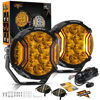 Picture of Auxbeam V-ULTRA Series LED Round Light Pods, 5 Inch 172W Offroad Driving Side Shooter Light with Amber DRL, 270° Wide Range 20400LM Yellow/Amber Fog Light Hyper Spot Beam Ditch Lights with Black Cover