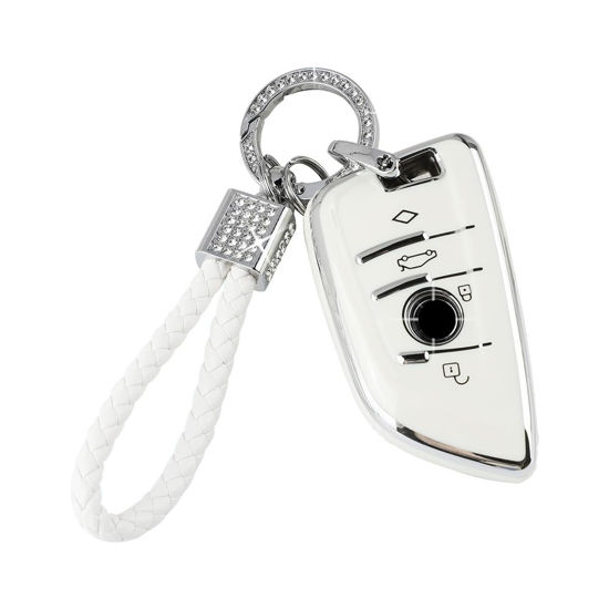 Picture of PIFOOG Key Fob Cover for BMW Soft TPU 4 Buttons Keys Case Shell Accessories Bling Car Keychain for BMW X1 X2 X3 X4 X5 X6 X7 3 4 5 6 7 8 Series M3 M4 M5 M8 Girly Women