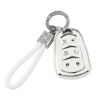 Picture of PIFOOG Escalade Key Fob Cover for Cadillac 6 Button Smart Keys Case Proector Accessories TPU Soft Bling Keychain White Silver Girly Cute for Cadillac Escalade ESV 2015-2020