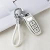 Picture of PIFOOG White Key Fob Cover for Audi A3 A6 A7 A8 Q7 Q8 E-Tron RS7 S6 S7 SQ7 SQ8 Accessories 3 Buttons Soft TPU Keys Case Shell Bling Keychain Lanyard Protection Girly Women