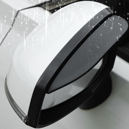Picture of Pincuttee 2PC Side Mirror Visor Rain Guards,Car Rear View Mirror Rain Cover,Silicone Rain Shield,Mirror Cover Rubber Visor Guard(Solid-Black,2Pack)