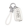 Picture of PIFOOG Key Fob Cover for Toyota Camry RAV4 Corolla C-HR Avalon Highlander Prius Smart Keys Case Shell Protector Bling Keychain Accessories 4 Button TPU Girly Women White Silver