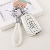 Picture of PIFOOG Key Fob Cover for Toyota Camry RAV4 Corolla C-HR Avalon Highlander Prius Smart Keys Case Shell Protector Bling Keychain Accessories 4 Button TPU Girly Women White Silver