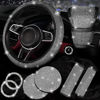 Picture of NBTEPEM 8 pcs Bling Car Accessories Set for Women, Bling Rhinestone Diamond Steering Wheel Cover, Sparkly Seat Belt Covers, Bling Gear Shift Cover, Universal Fit Most Cars (Silver Diamond)