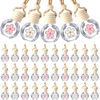 Picture of BBTO 50 Pcs Hanging Car Air Freshener Car Diffuser Bottles Empty Glass Perfume Bottle Freshener Diffuser Bottle Pendant for Essential Oil Fragrance Aromatherapy Bottle Ornament (Clear,Flower)