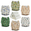Picture of Mama Koala 3.0 Cloth Diapers for Babies with AWJ Lining, 6 Pack with 6 4-Layer Natural Cloth Diaper Inserts - Reusable and Washable Pocket Diapers (Animal Legends)