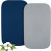 Picture of Bassinet Sheets Fit for Ronbei, Cuddor, Papablic, Cowiewie, Pamo Babe 2in1 and Ingenuity Bedside Bassinet,100% Cotton, 2 Pack, Ultra Soft Bassinet Sheet, Gray and Navy Blue