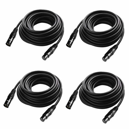 Picture of 25 ft Flexible DMX Cable, JLPOW Gold-Plated 3 Pin Signal XLR Male to Female DMX Cable Wire, Best for DJ Stage Lighting Moving Head Lights Par Light (4 Pack)