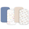 Picture of 4 Pack Bassinet Sheets 19" x 33" Compatible with Koolababy, Cowiewie and IKOMZY Baby Bassinet, Soft and Skin-Friendly, Blue and Color Rainbow