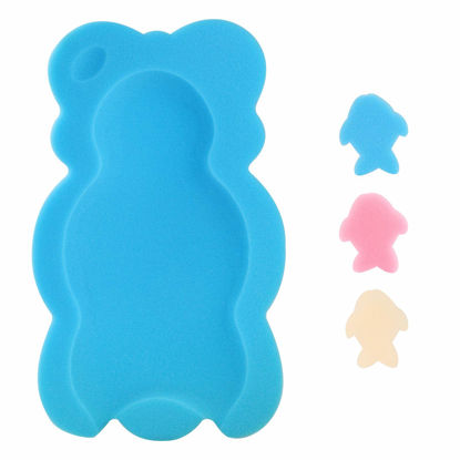 Picture of KECUCO Baby Bath Cushion Infant Bath Sponge Bath Mat, Baby Bath Pad Bath Sponge for Toddler Infant Newborn (Blue-Style4)