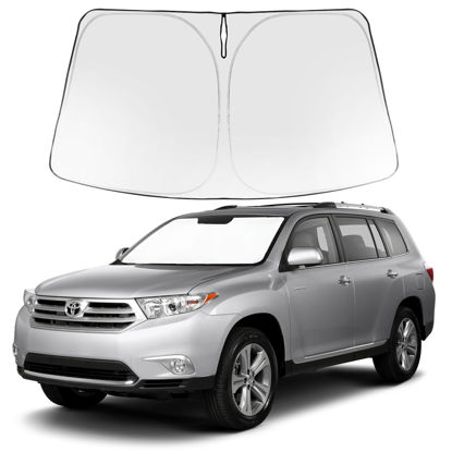 Picture of Proadsy 2024 Upgrade Windshield Sun Shade for Toyota Highlander 2008-2013 Foldable Front Sunshade Protector Sun Visor Blocks UV Rays Keep Car Cooler