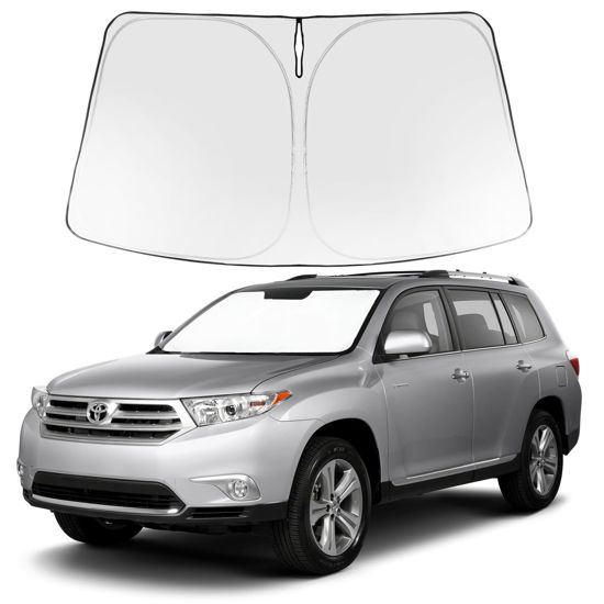 Picture of Proadsy 2024 Upgrade Windshield Sun Shade for Toyota Highlander 2008-2013 Foldable Front Sunshade Protector Sun Visor Blocks UV Rays Keep Car Cooler