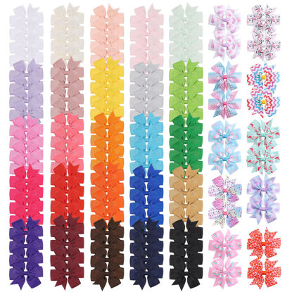 Picture of 120PCS 3 Inch Hair Bows for Girls Grosgrain Ribbon Toddler Hair Accessories with Alligator Clip Bow for Toddler Girls Baby Kids Teens