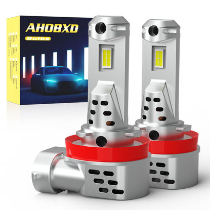 Picture of AHOBXD H11 Fog Light Bulbs 6500K White with Fan Cooling Super Bright 30000LM 900% Plug and Play Car Fog Light Pack of 2