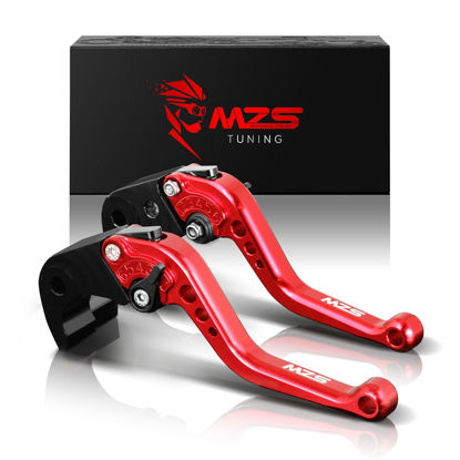 Picture of MZS Red Motorcycle Brake Clutch Levers Adjustable Short CNC Compatible with YZF R3 2015-2018 | YZF R25 2015-2018 | MT-03 2016-2023 | MT-25 2016-2023