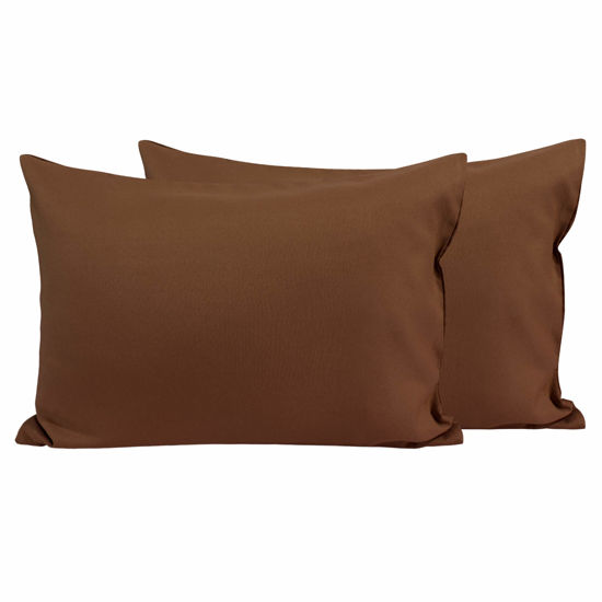 Picture of FLXXIE 2 Pack Microfiber Toddler Pillowcases, 14x20 Inches Fits Pillow Sized 12x16, 13x18 or 14x20, Soft and Cozy Small Travel Pillow Covers with Envelope Closure, Brown