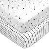 Picture of American Baby Company 2 Pack Fitted Crib Sheets 28" x 52", Soft Breathable Neutral 100% Cotton Jersey Sheet, Silver black Arrow and Stripes, for Boys and Girls, Fits Crib and Toddler Bed mattresses