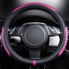 Picture of Flying Banner car Steering Wheel Cover Gel Massage Velvet Cool Warm Universal Size 15 inches SUV Truck Anti Slip Odorless Summer Winter (Black Pink, Gel Massage)