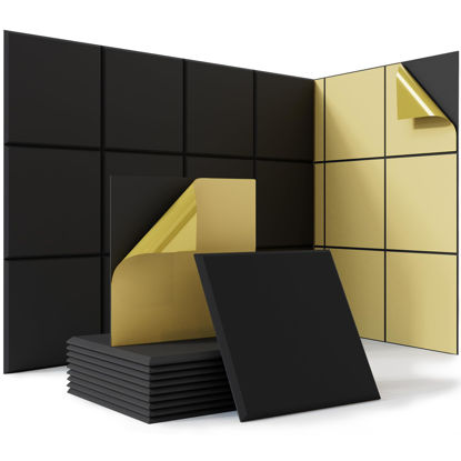 Picture of 18 Pack Black Acoustic Panels 12"X12"X 0.4"Soundproof Wall Panels Wall Decoration Sound Absorbing Panel High-Density Sound Deadening Panels,Acoustic Treatment Panel For Home Studio