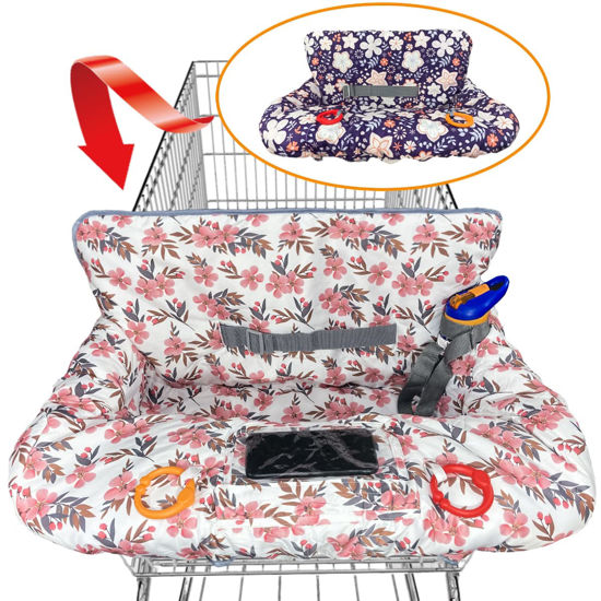 Picture of Shopping Cart Cover for Baby Grocery Cart Cover for Baby boy and Baby Girl, High Chair Cover for Baby and Toddler, Baby Registry Gift - Waterproof - Extra Large - Cotton - Double Sided (Pink)