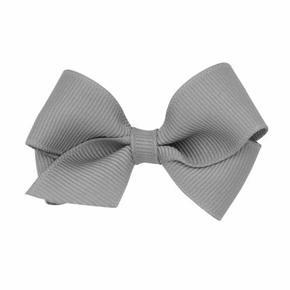 Picture of Wee Ones Girls' Classic Grosgrain Hair Bow on a WeeStay No-Slip Hair Clip with Plain Wrap, Wee, Gray