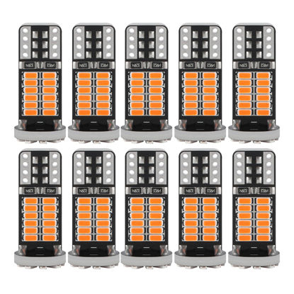 Picture of iFunyLED 10Pcs Super Bright 194 T10 168 2825 W5W 34-SMD 3014 Chipsets Replacement LED Bulb for Car Trunk Interior Dome Map Door Courtesy License Plate Lights - Amber Yellow