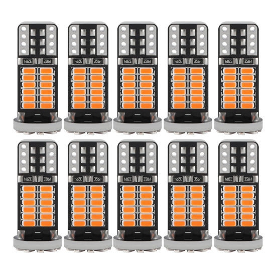 Picture of iFunyLED 10Pcs Super Bright 194 T10 168 2825 W5W 34-SMD 3014 Chipsets Replacement LED Bulb for Car Trunk Interior Dome Map Door Courtesy License Plate Lights - Amber Yellow