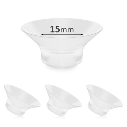 Picture of 15mm Flange Inserts Compatible with Most 24mm Flange/Shield of Pumps, Softer Silicone Flange Sizing Kit for M5/M9/S12/S12 Pro/V1 Pro/Breast Pump, Breastfeeding Essentials Pumping Replacement Parts