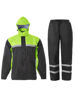 Picture of SaphiRose Men's Rain Suit High Visibility Reflective Work Rain Jacket Pants for All Sport Farm Fishing Motorcycle (Black/Green,Small)