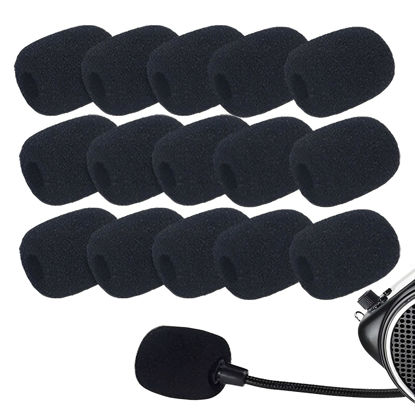 Picture of Headset Microphone Covers Foam, Lapel Headset Microphone Windscreen Sponge Foam Microphone Windscreen Mini Foam Cover for Variety of Headset Microphone Noise Reduction - 15 pack