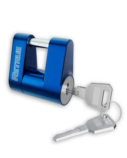 Picture of RETRUE Trailer Tongue Coupler Lock, Trailer Hitch Lock,Dia 1/4 Inch, 3/4 Inch Span for Tow Boat RV Truck Car's Coupler, Blue
