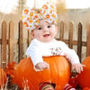 Picture of YanJie Thanksgiving Turkey Printed Handmade Pumpkin Bows for Baby Girls, Fall Theme Party Accessories for Infants, Toddlers