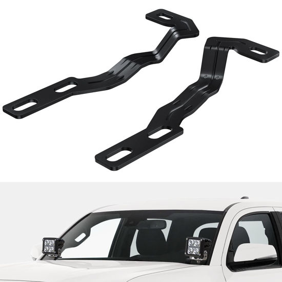 Picture of Nilight Ditch Light Brackets Hood Mount Brackets for Auxiliary Offroad LED Pod Light Work Light on 2nd Gen Toyota Tacoma 2005-2015,2 Years Warranty,Black