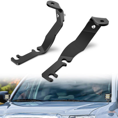 Picture of Nilight Ditch Light Brackets Hood Hinges Mount Bracket Kit for Auxiliary Offroad LED Pod Light Work Lights on Toyota Tacoma 1995 1996 1997 1998 1999 2000 2001 2002 2003 2004