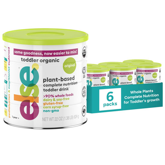 Picture of Else Nutrition Toddler Formula 12-36 Months - Organic, Plant Based Toddler Nutritional Drink - Soy & Dairy Free, Lactose Free - Toddler Protein Powder w/ 20+ Vitamins (22oz, 6-Pack)