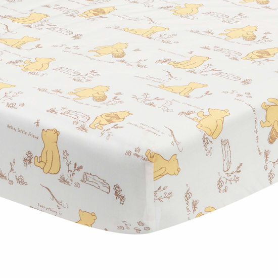 Picture of Lambs & Ivy Disney Baby Storytime Pooh 100% Cotton Fitted Crib Sheet - White