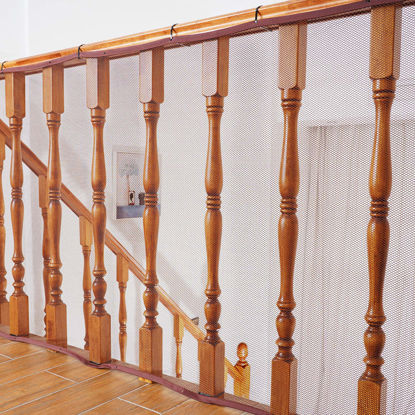 Picture of Banister Guard for Baby - 10ft x 3ft, Child Safety Net, Stair Railing Proof Mesh for Kids, Toys, Pets - Dark Brown
