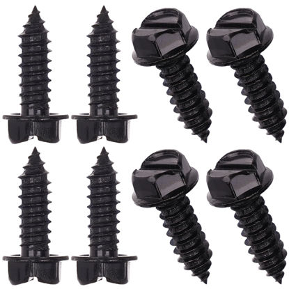 Picture of Generic Black Stainless Steel License Plate Screws - 8 Pcs | Rust-Proof Finish | Rustproof Bolts for Domestic Vehicles | Anti-Rattle Screws for Front & Rear Plates (Black)