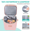 Picture of PIIOSER Breastmilk Cooler Bag with Ice Pack Fits 6 Baby Bottles Up to 9 Ounce, Insulated Baby Bottle Tote Bags, Double Layer Waterproof Leak-Proof with Shoulder Strap for Nursing & Working Mom (Pink)