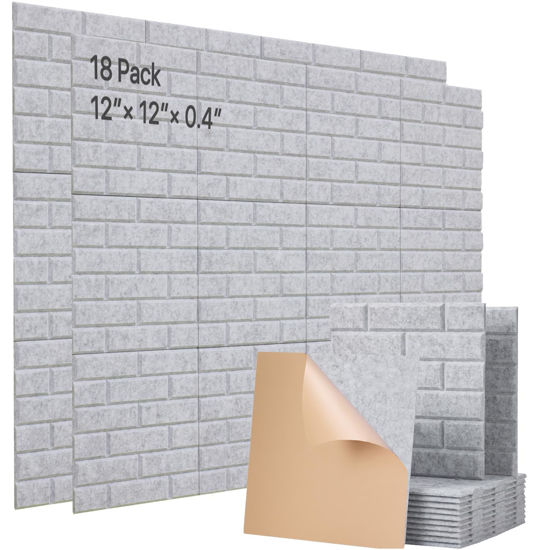 Picture of Soundproof Wall Panels Self-adhesive Acoustic Panels 18 Pack Brick Wall Panels Sound Absorbing Panel High Density Sound Dampening Panels for Wall Decoration and Acoustic Treatment 12"×12"×0.4"